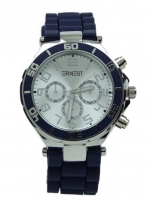 Ernest horloge zilverkleurig donkerblauw