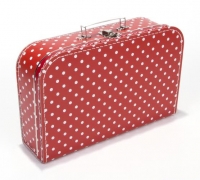 Kinderkoffertje rood met witte stippen 35cm