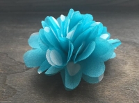 Haarspeldje bloem blauw met witte stip