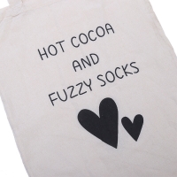 Canvas shopper hot cocoa fuzzy socks