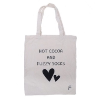 Canvas shopper hot cocoa fuzzy socks